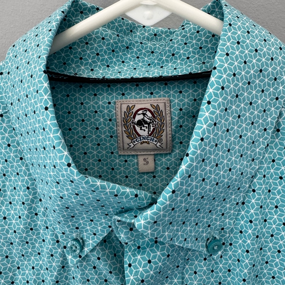 Cinch Teal Patterned Button Down Shirt - image 2